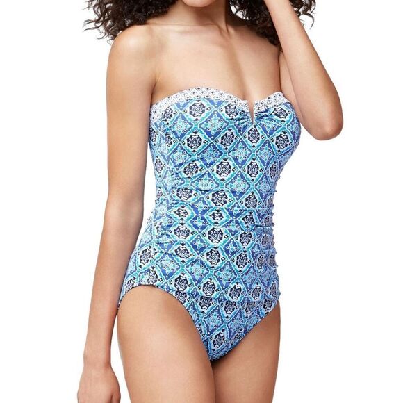 New. Tommy Bahama V-Wire blue tile swimsuit. Size 4. Retails $148 - Picture 6 of 11